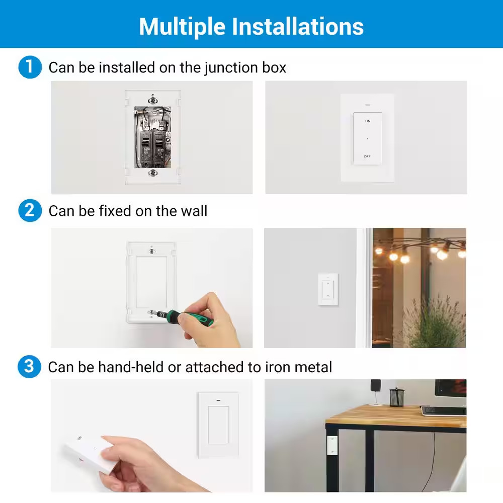 Outdoor Wireless Remote Control Outlet, Wall/Portable Light Switch