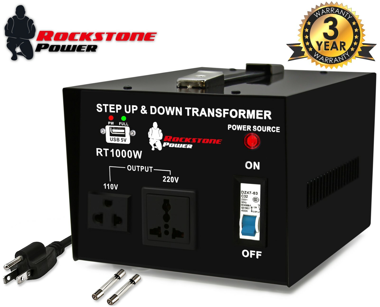 1000 Watt Voltage Converter Transformer Step Up/Down 110V/120V/220V/240V Power