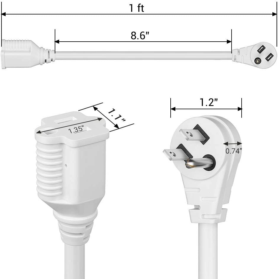 DEWENWILS Indoor Flat Plug Extension Cord 14 Gauge Heavy Duty 3 Prong 3Pack 1FT