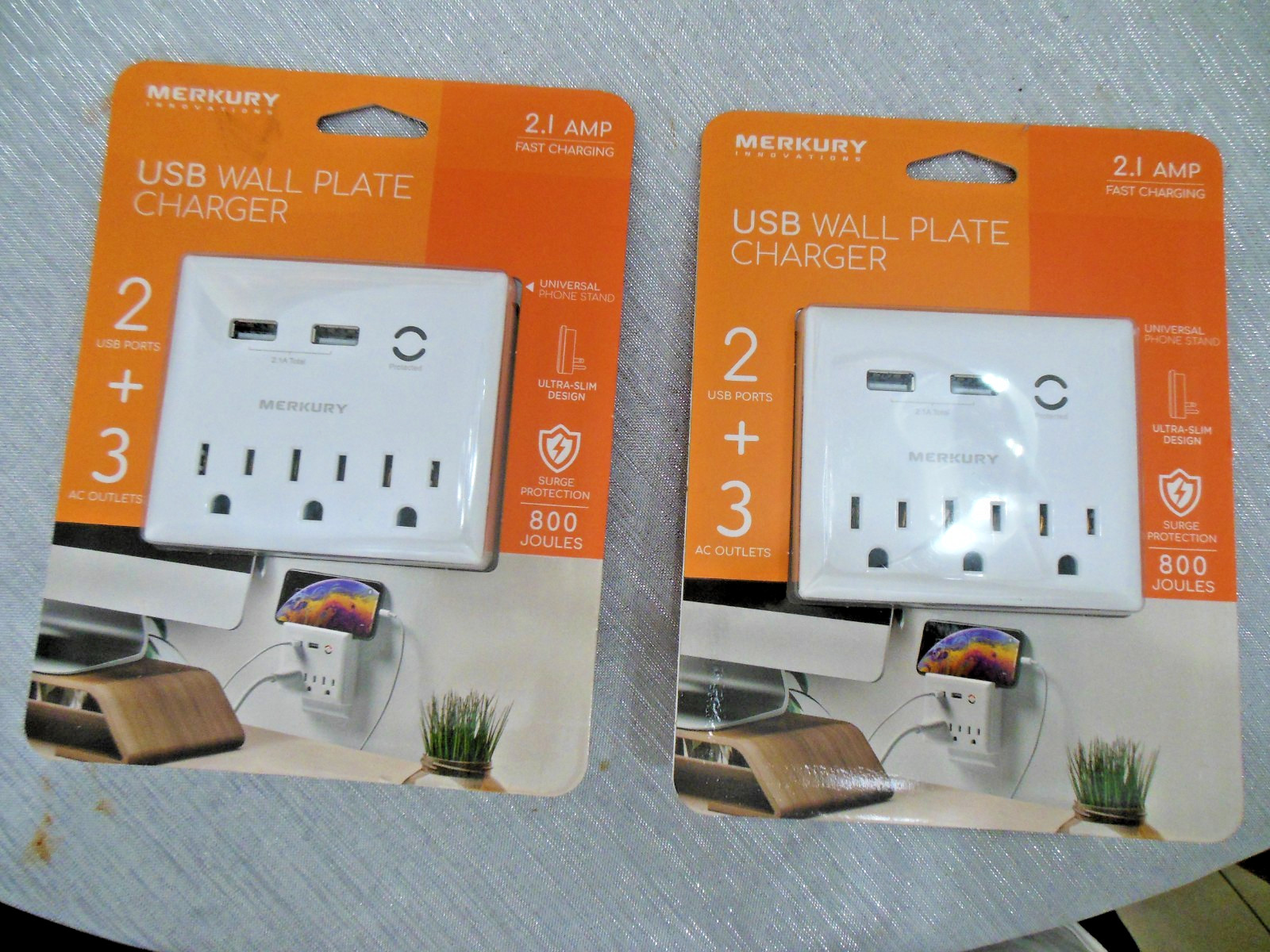 USB-A * 2.1 -AMP * Wall Charger Plate /SURGE PROTECTOR * 2pcs * Free Shipping