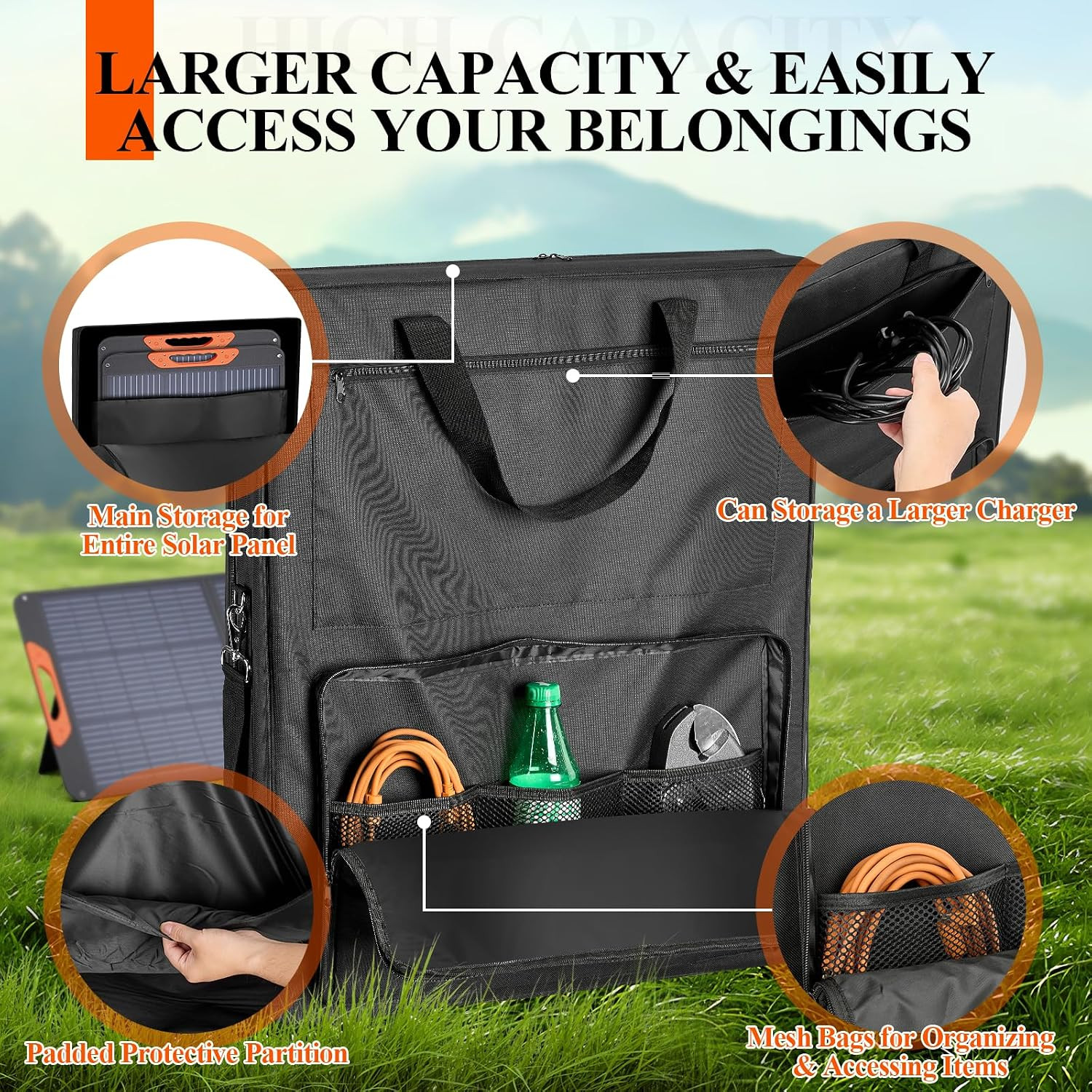 Solar Panel Carrying Case Compatible with Jackery Solarsaga 100W/100X, Waterproo