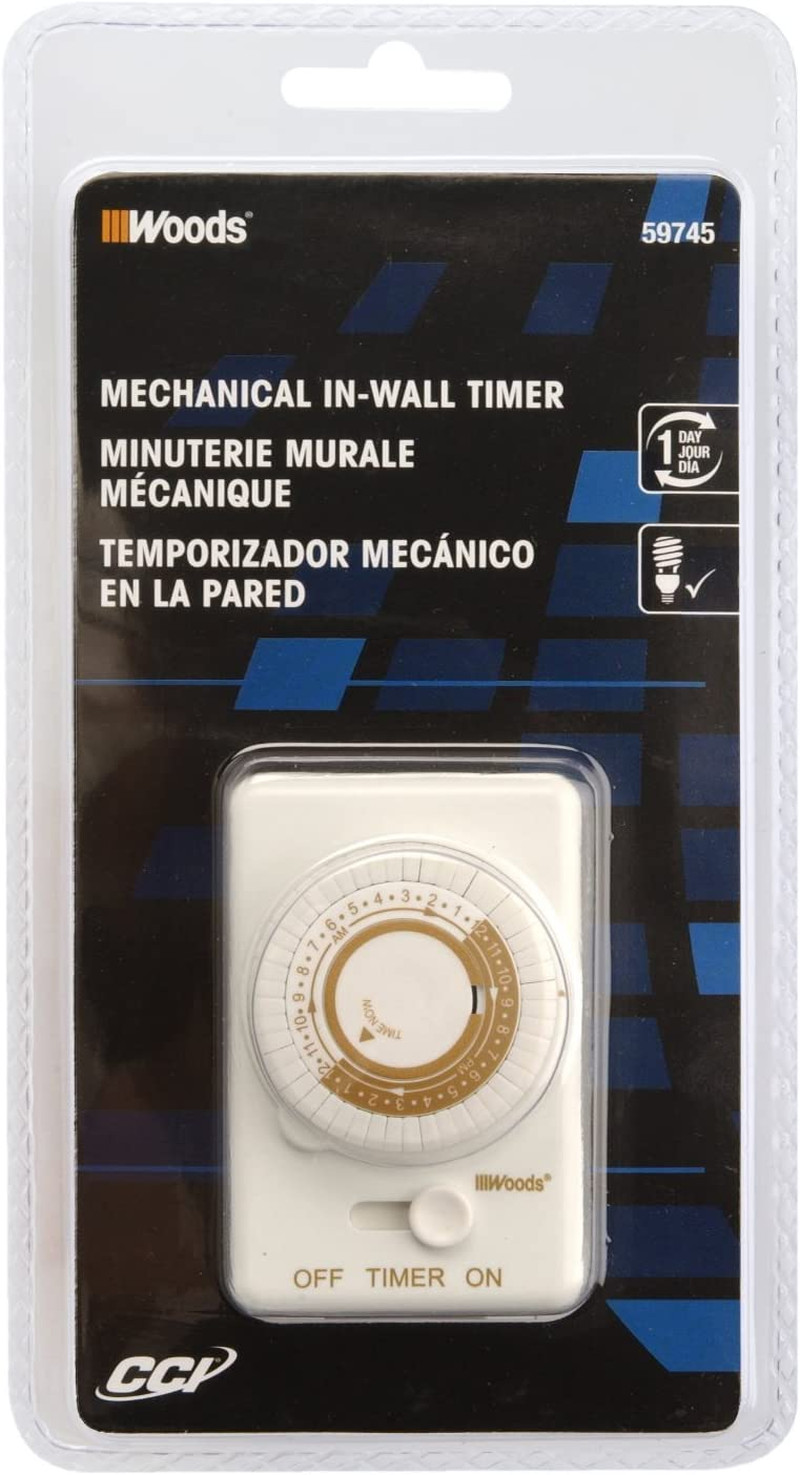 Woods 59745Wd In-Wall 24-Hour Mechanical Timer Wall Light Switch Converter