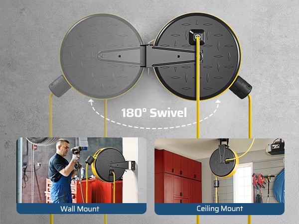 DEWENWILS 30 Ft Retractable Extension Cord Reel, Ceiling/Wall Mount 16/3 Gauge