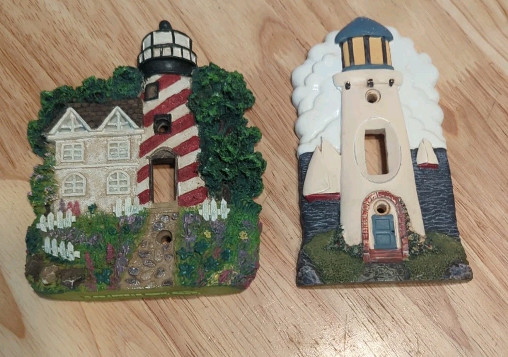 Lot 2 Lighthouse Wall Switch Covers Resin 1 Transfar Intl Corp & 1 Unbranded