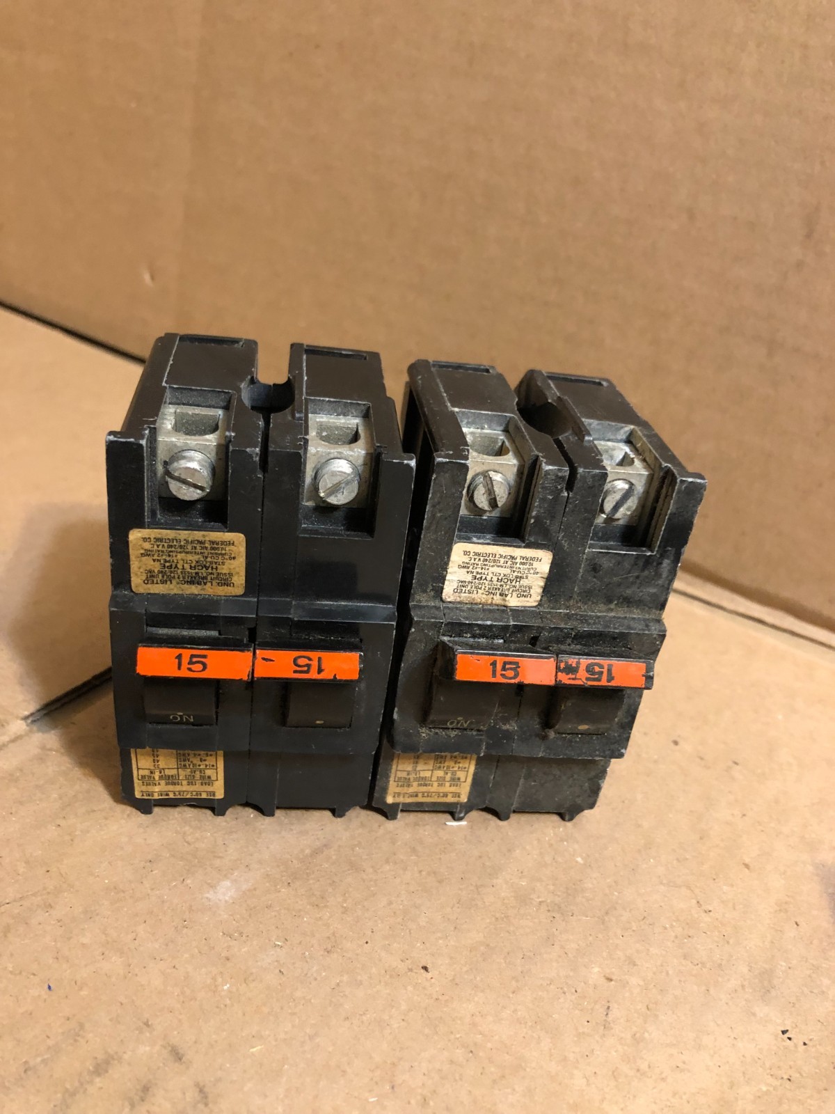 Mixed Lot of 9 15 Amps 120/240V 1 & 2 Pole Circuit Breakers