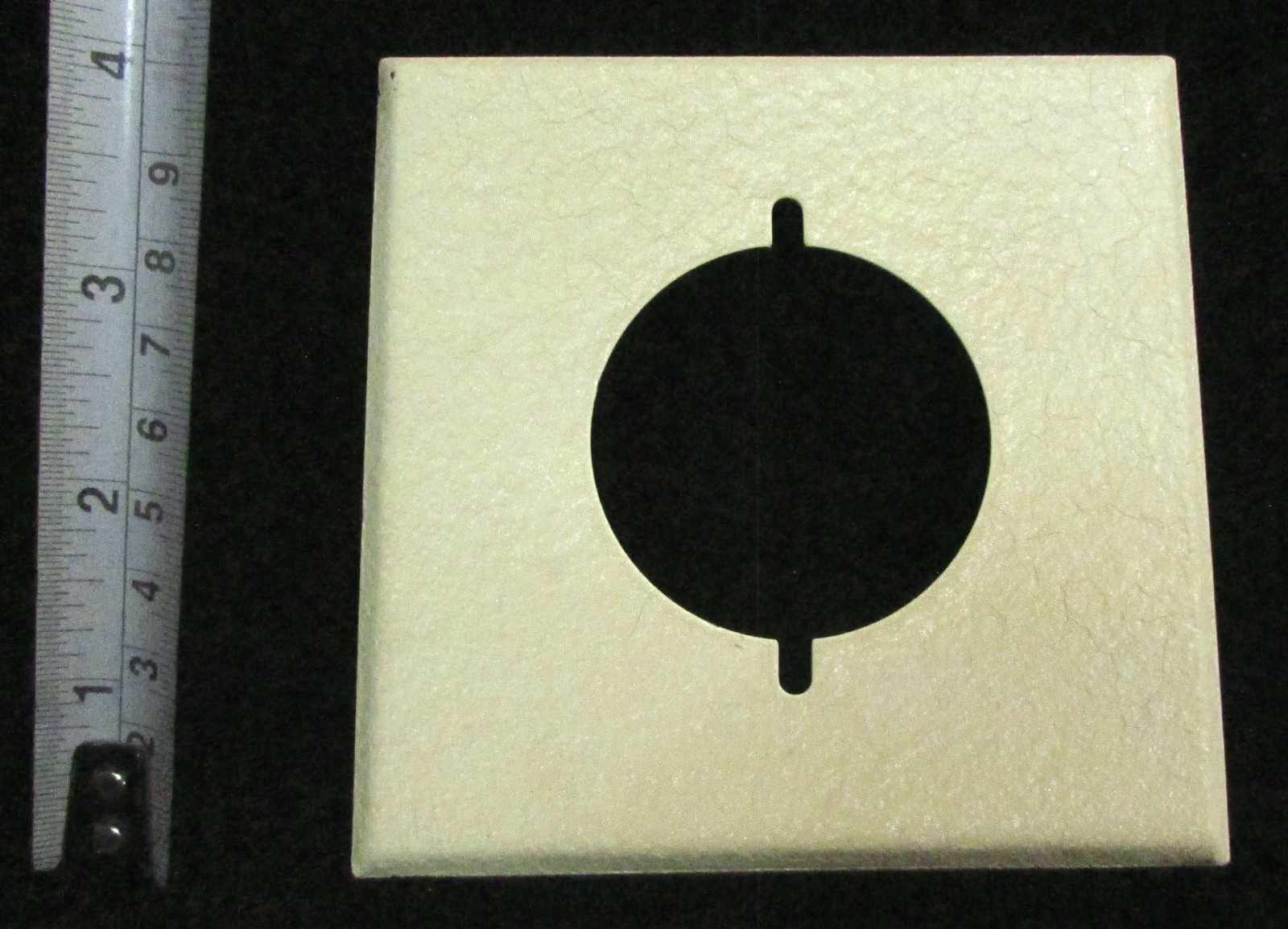 Vintage Square 4½” Textured Beige Metal Round Hole SINGLE GANG WALL PLATE COVER