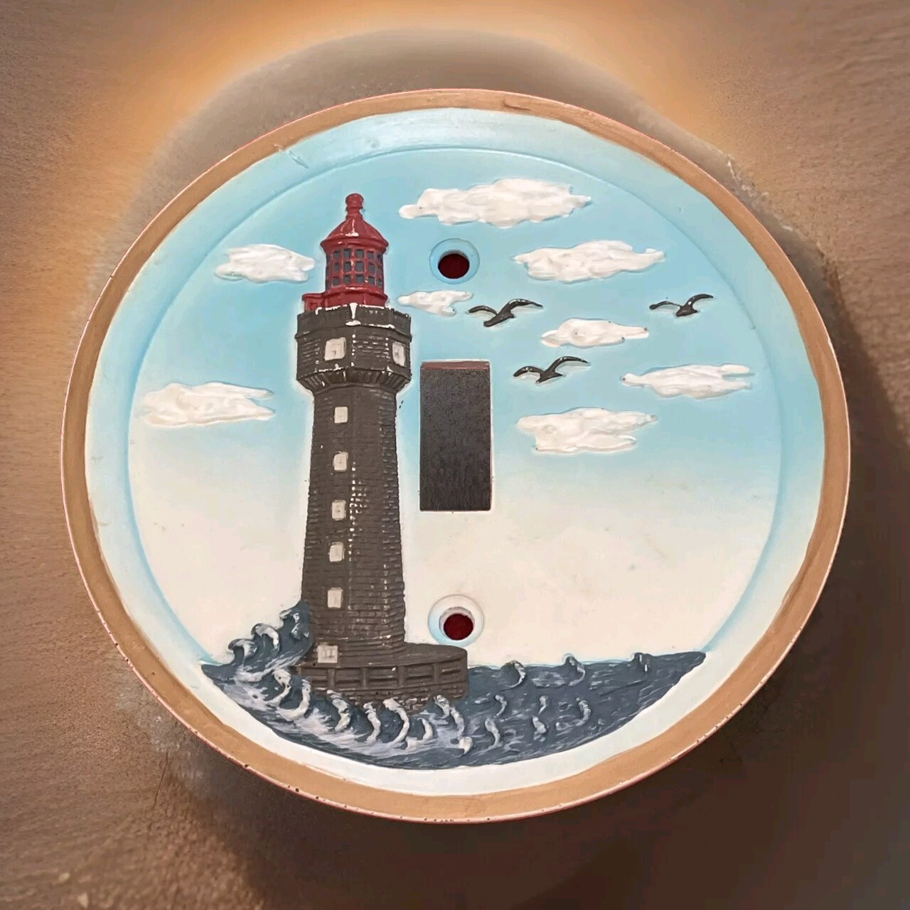 CERAMIC “LIGHTHOUSE” CIRCULAR SHAPED SWITCH PLATE COVER