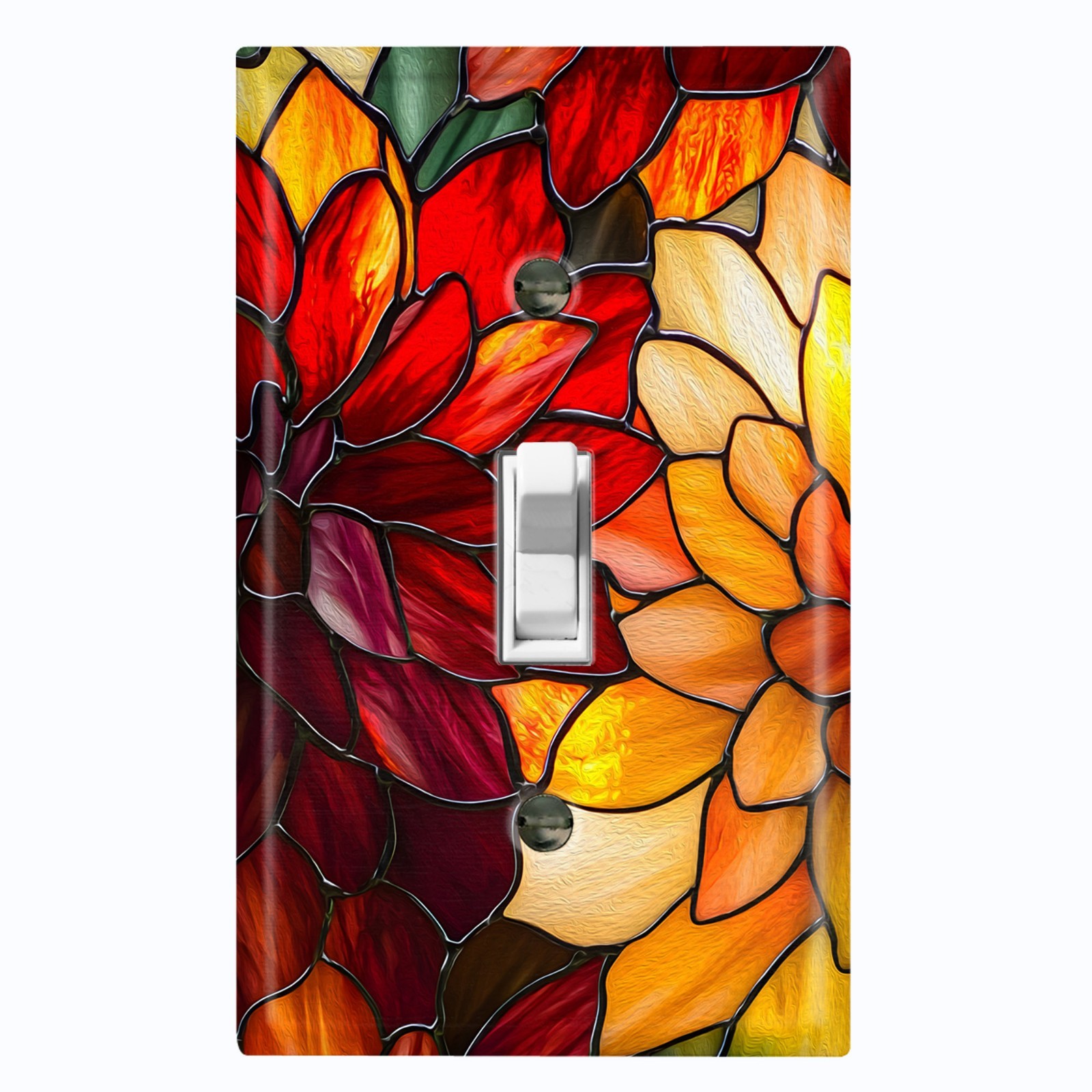Metal Light Switch Outlet Cover Wall Plate Floral Stained Glass PRINT FWR338