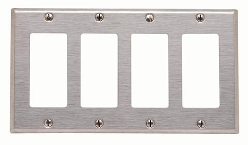 1 pc NEW 4-Gang Decorator Brushed Stainless Steel Wall Plate Decora Wallplate