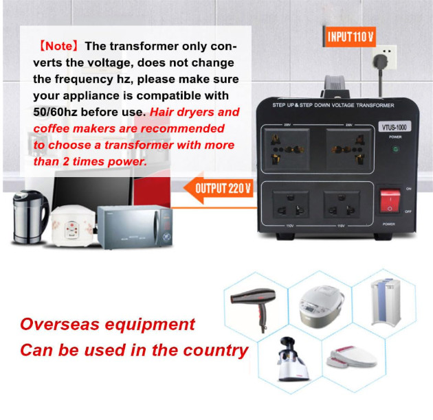 Convertidor de Voltaje 1000W Bidireccional 110V/220V con Protección Segura