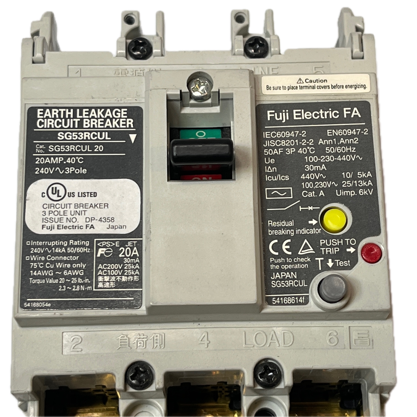 Fuji Electric SG53RCUL20 Circuit Breaker
