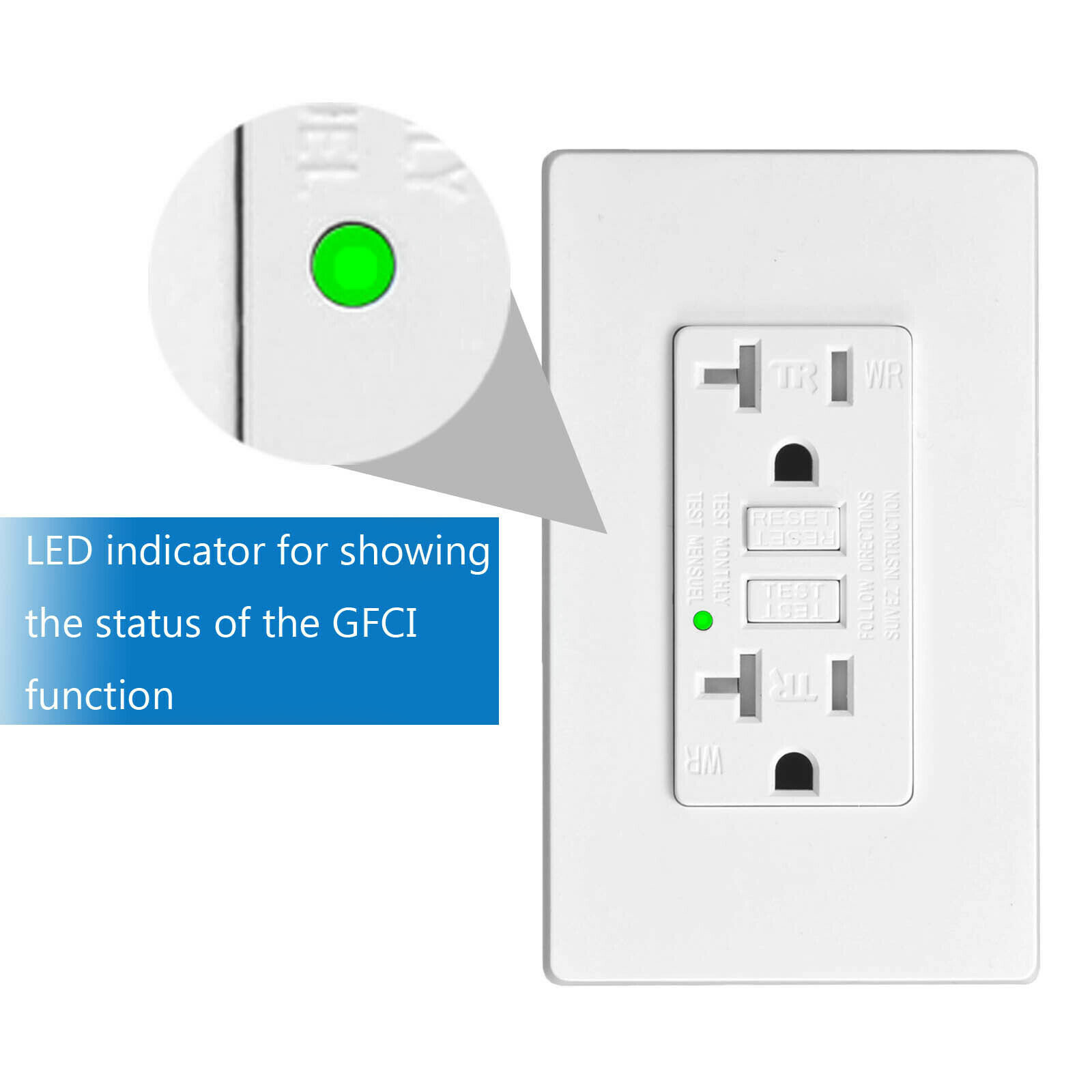 50Pack 15Amp GFCI Outlets Tamper Weather Resistant TR WR Receptacles With Plate
