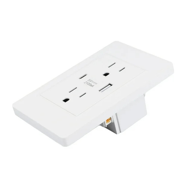 Dual Wall Outlet with USB Ports Charger AC Power Receptacle Plate Panel 15A 120V