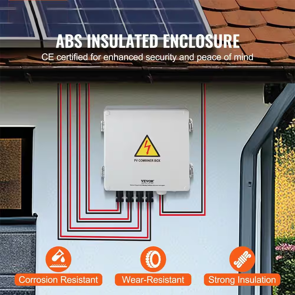 4 String 15 Amp Solar PV Combiner Box Steel Case Wih IP65 Weather Protection for