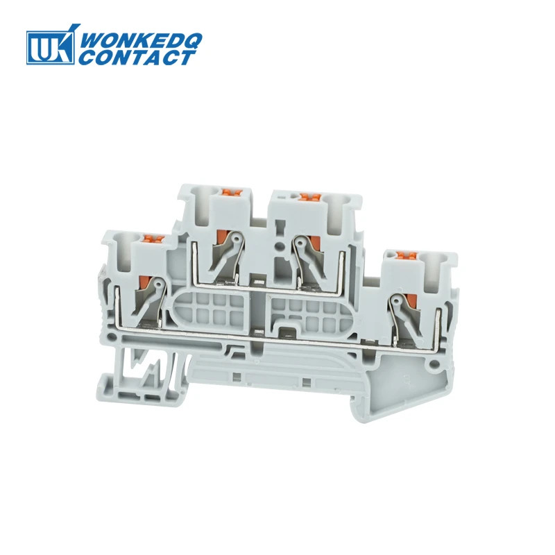 10Pcs PTTB 2.5 Push-in Double Level Din Rail Terminal Block 2 Layer 2.5mm² Plug