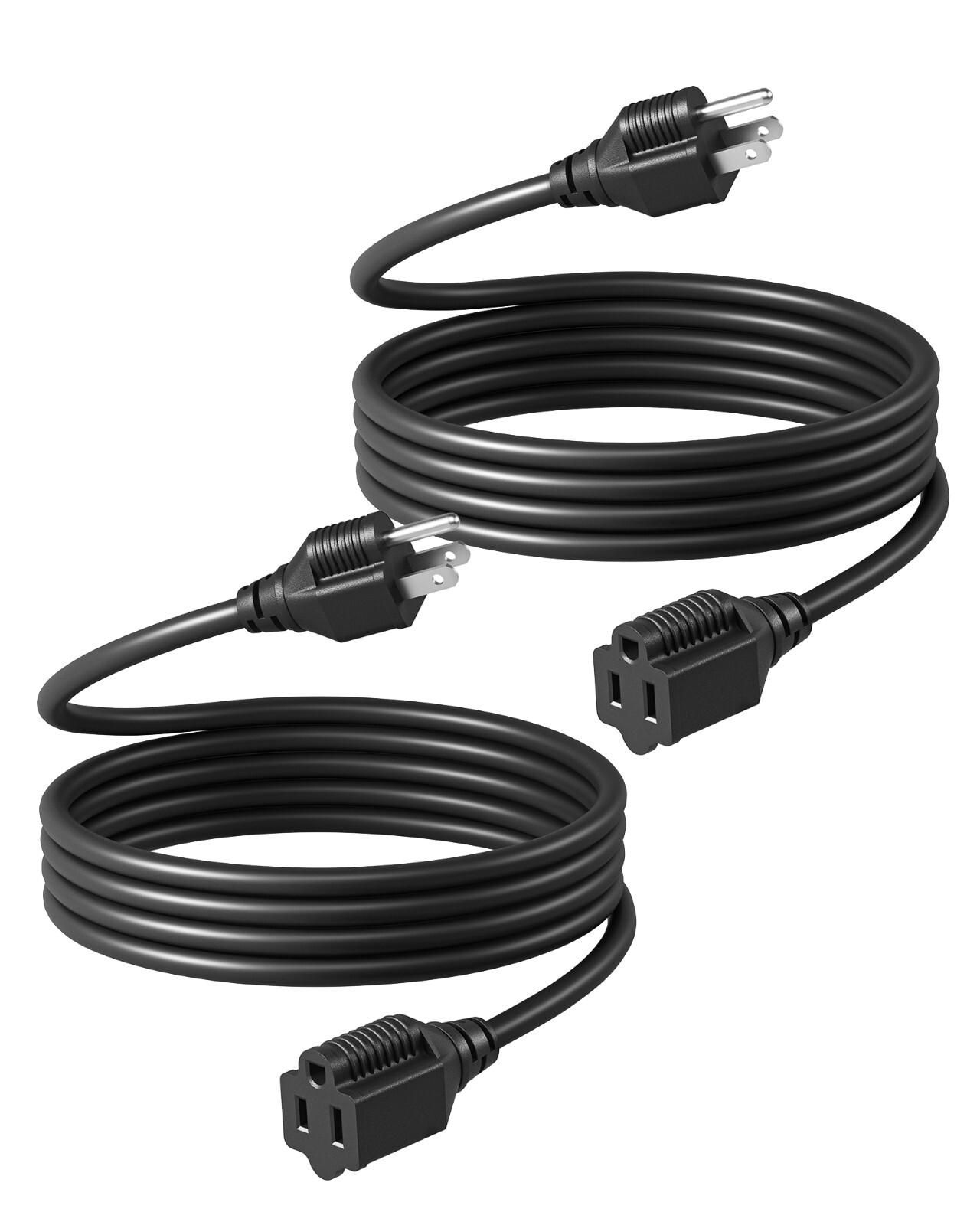 2 Pack 6FT Outdoor Extension Cord NEMA 5-15P to 5-15R for Indoor and Outdoor