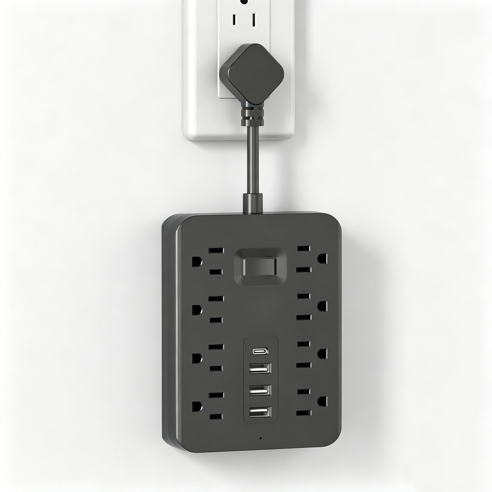 12-in-1 Surge Protector Power Strip 8 AC Outlet+3 USB Ports+Type C 1700J Wall US