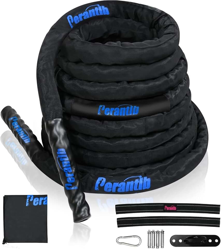 Perantlb Battle Rope With Wear-Resistant Nylon Protective Sleeve – Heavy Battle