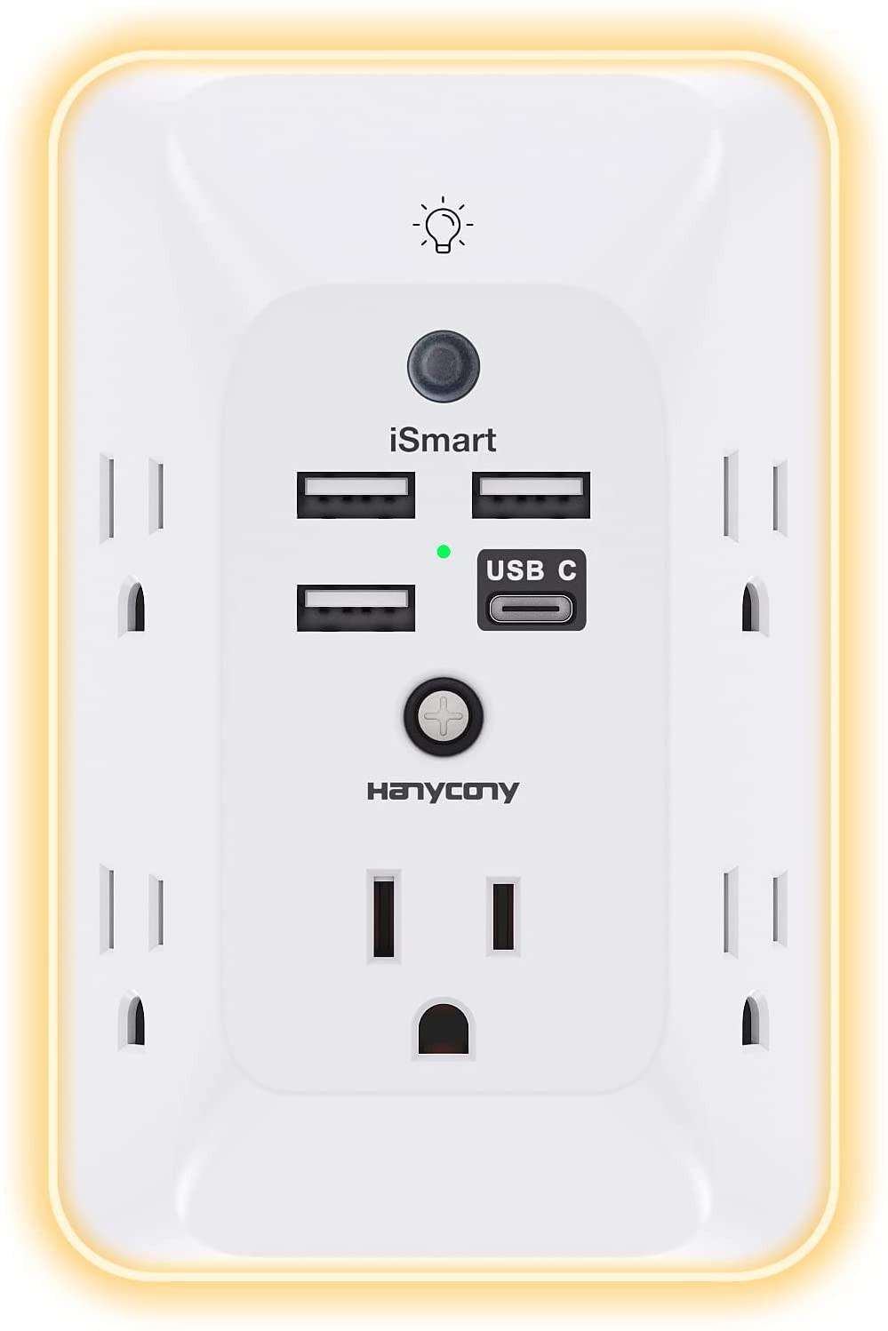 Outlet Extender with Night Light, HANYCONY Multi Plug Outlet, USB Wall Charger S