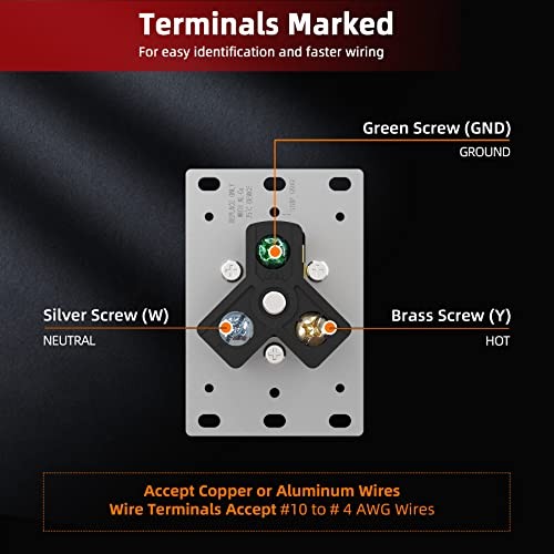 30 Amp 125 Volts 3 Prong Grounded Flush Mount Power RV NEMA TT-30R Black Outlet