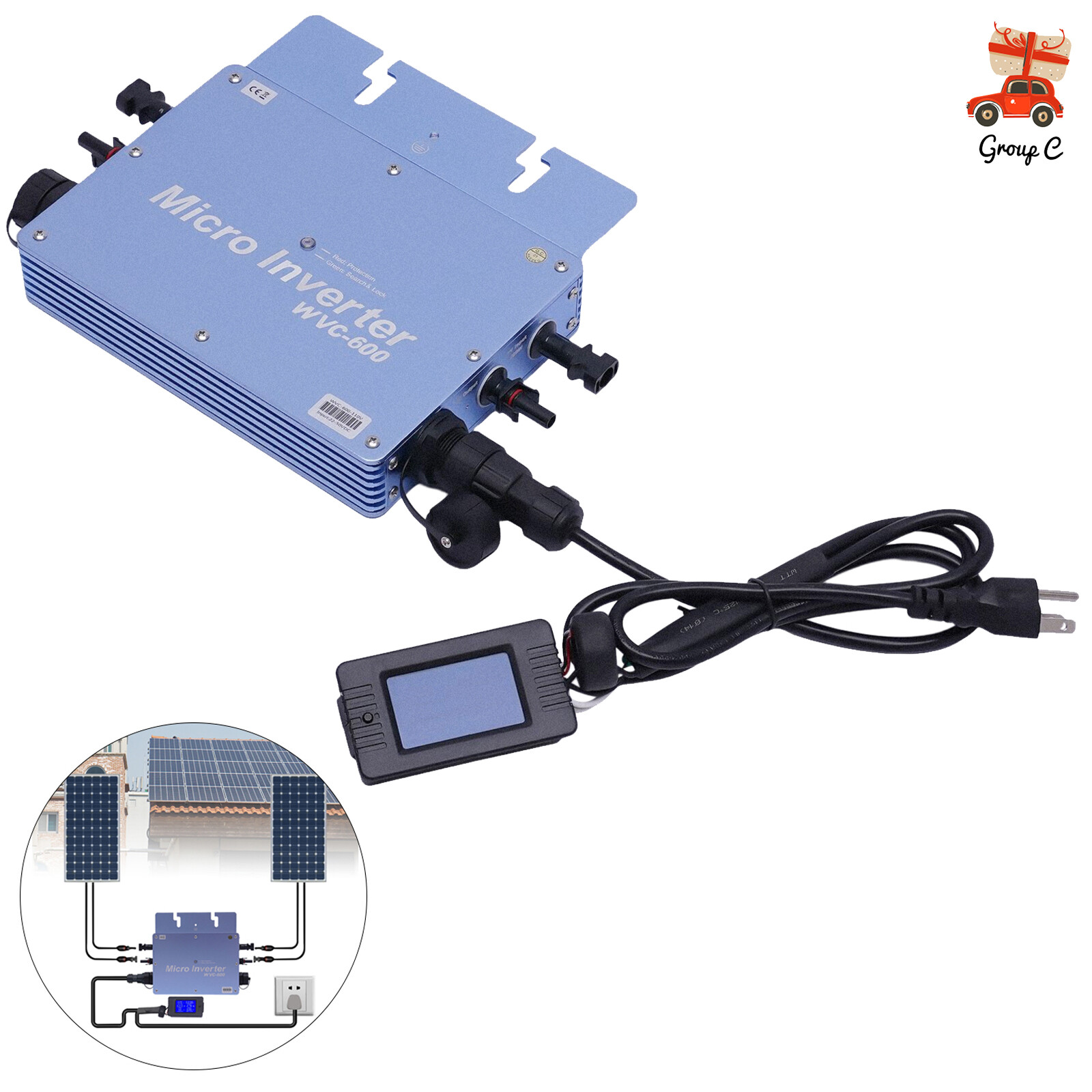 600W Solar Micro Inverter Grid Tie MPPT Pure Sine Wave DC to AC Waterproof New