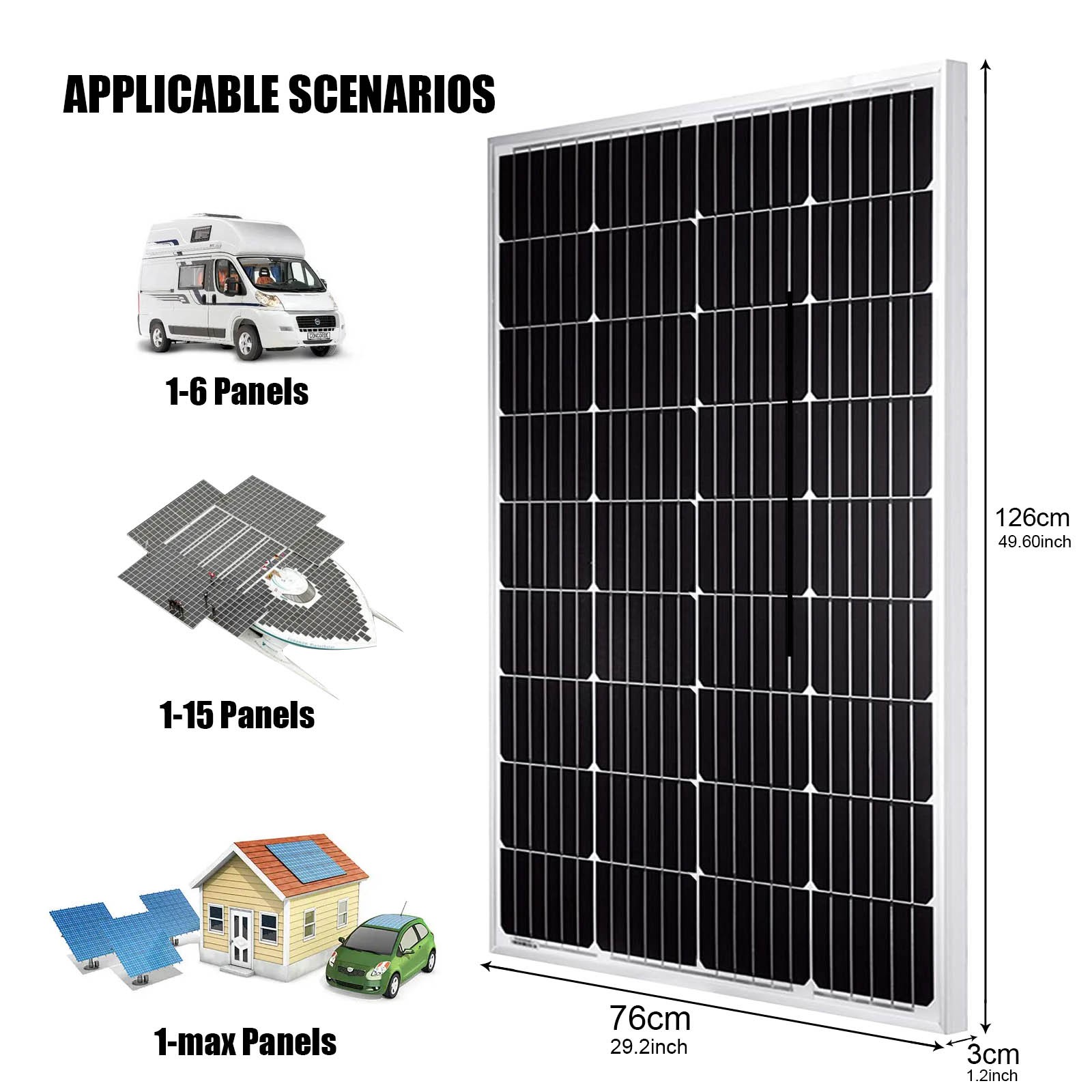 800W Solar Panel 23% High Efficiency Moncrystalline 4PCS 200W Caravan Emergency