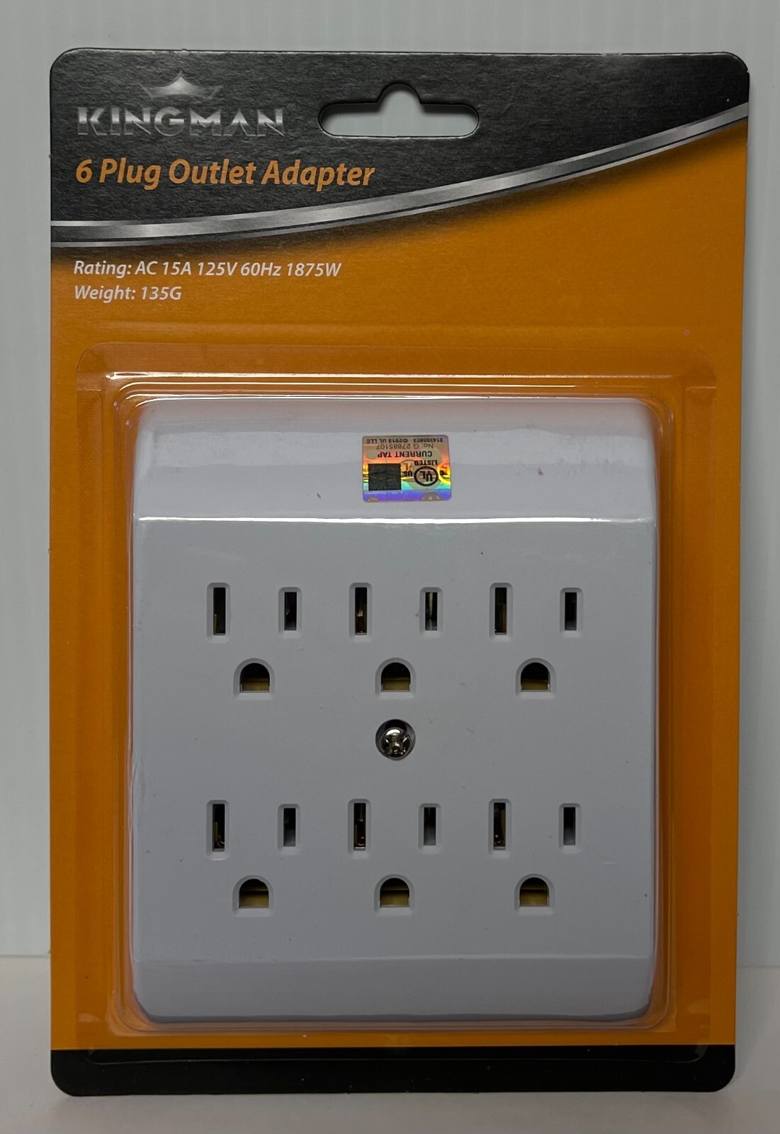 2x 6 Outlet Wall Tap Grounding Adapter UL 15A 125V 60Hz 1875W Max Power Strip