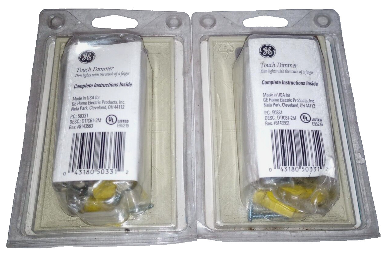 GE Dimmer Touch Switch & Wall Plate – Single Pole, 600 Watts – Beige – Lot of 2