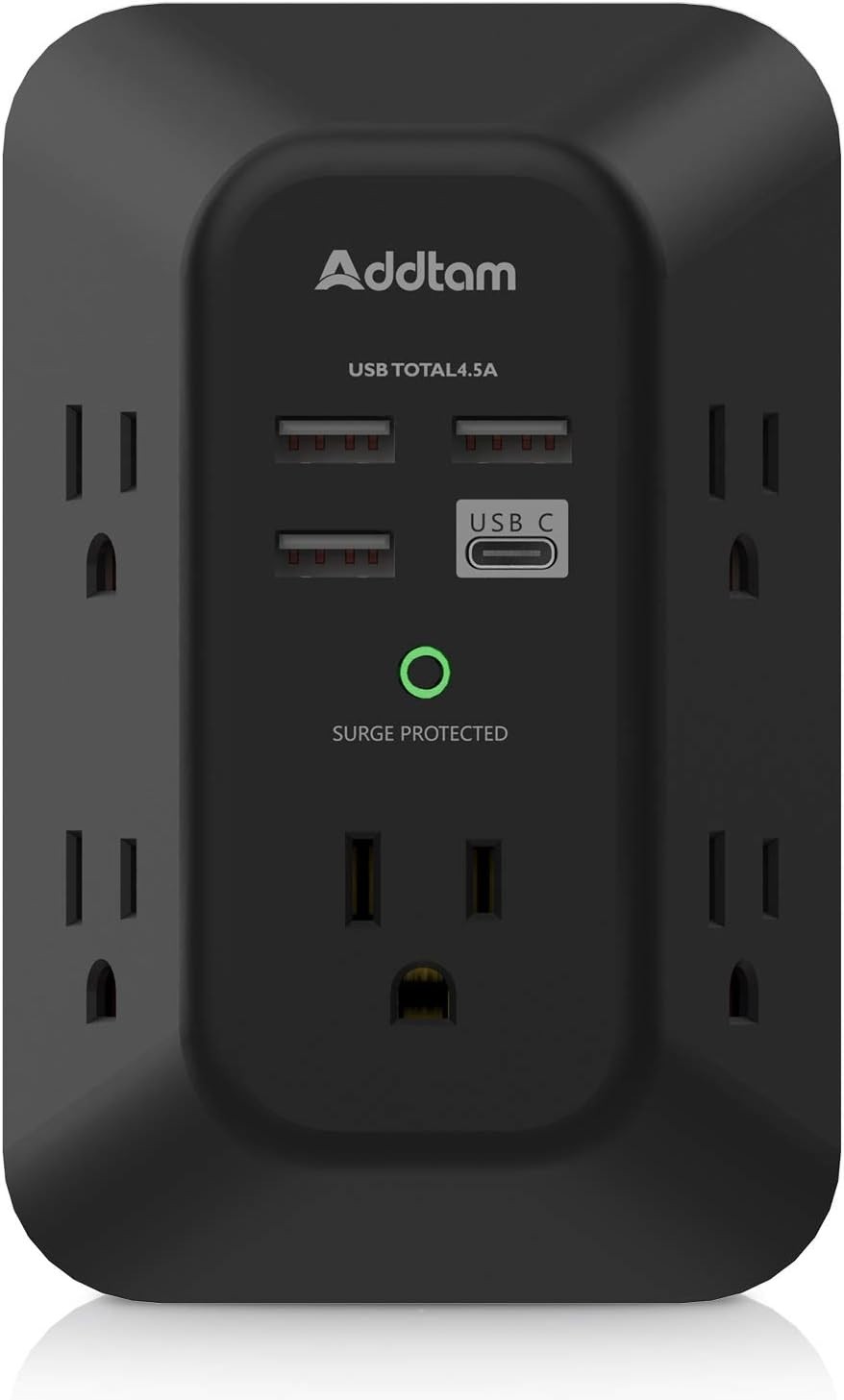 Multi-Plug Extender: 5 AC Outlets, 4 USB Charging Ports & USB-C – Safety First