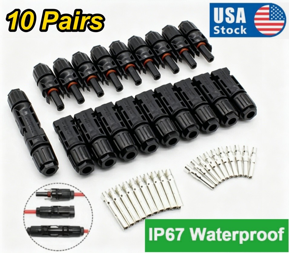 10 Pairs Waterproof Male Female M/F Wire Cable Connector Adapter Set Solar Panel