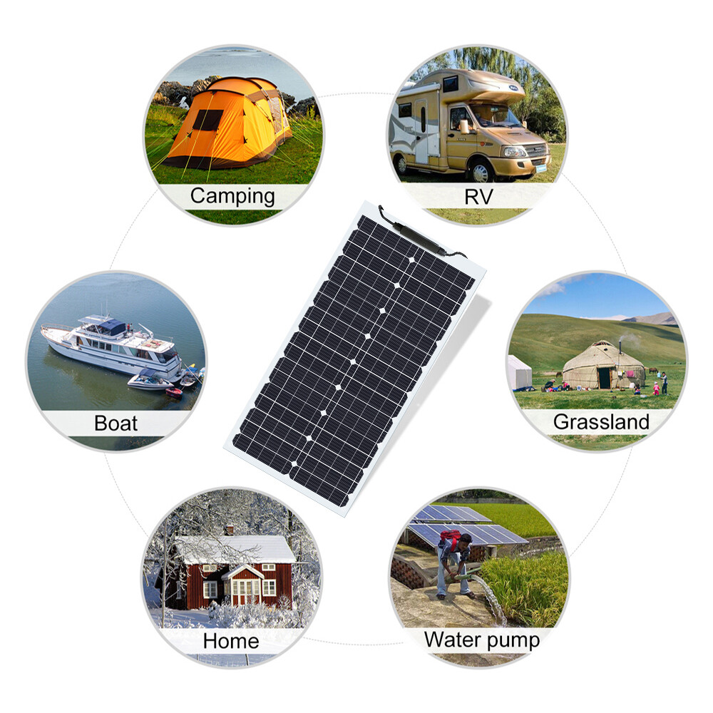 200W Watt Flexible Mono Solar Panel 18V Volt Car Boat RV Home Rooftop Camping