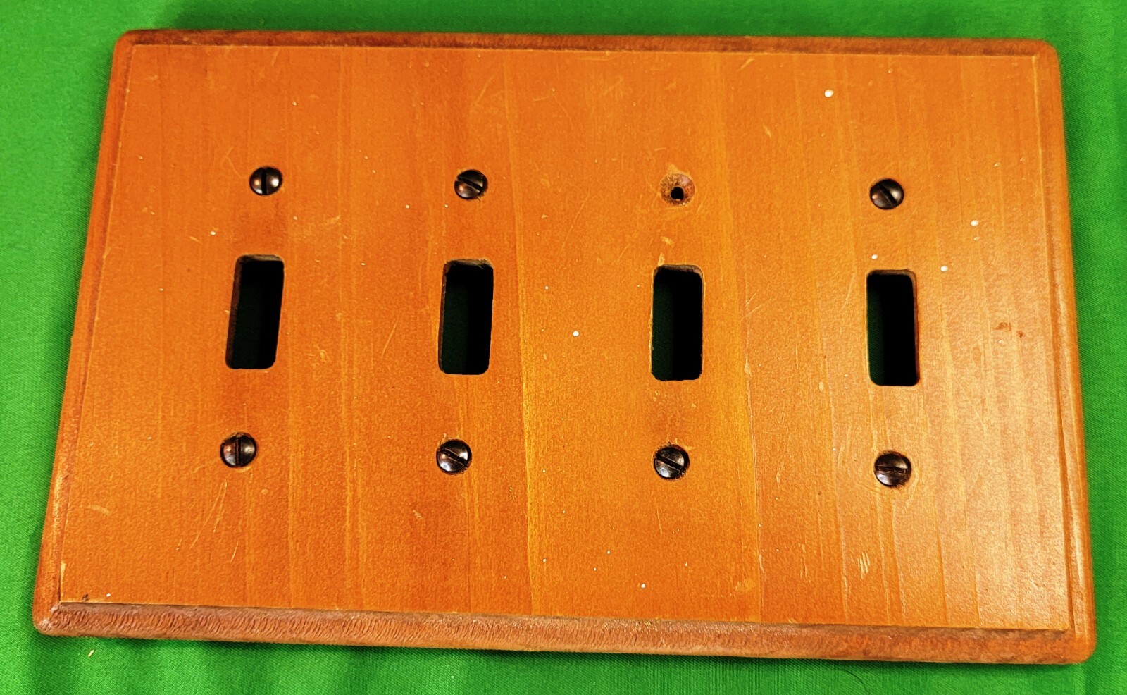 Wooden Wall Plate Switch 4 Gang Toggle Cover Screws Traditional Genuine Wood