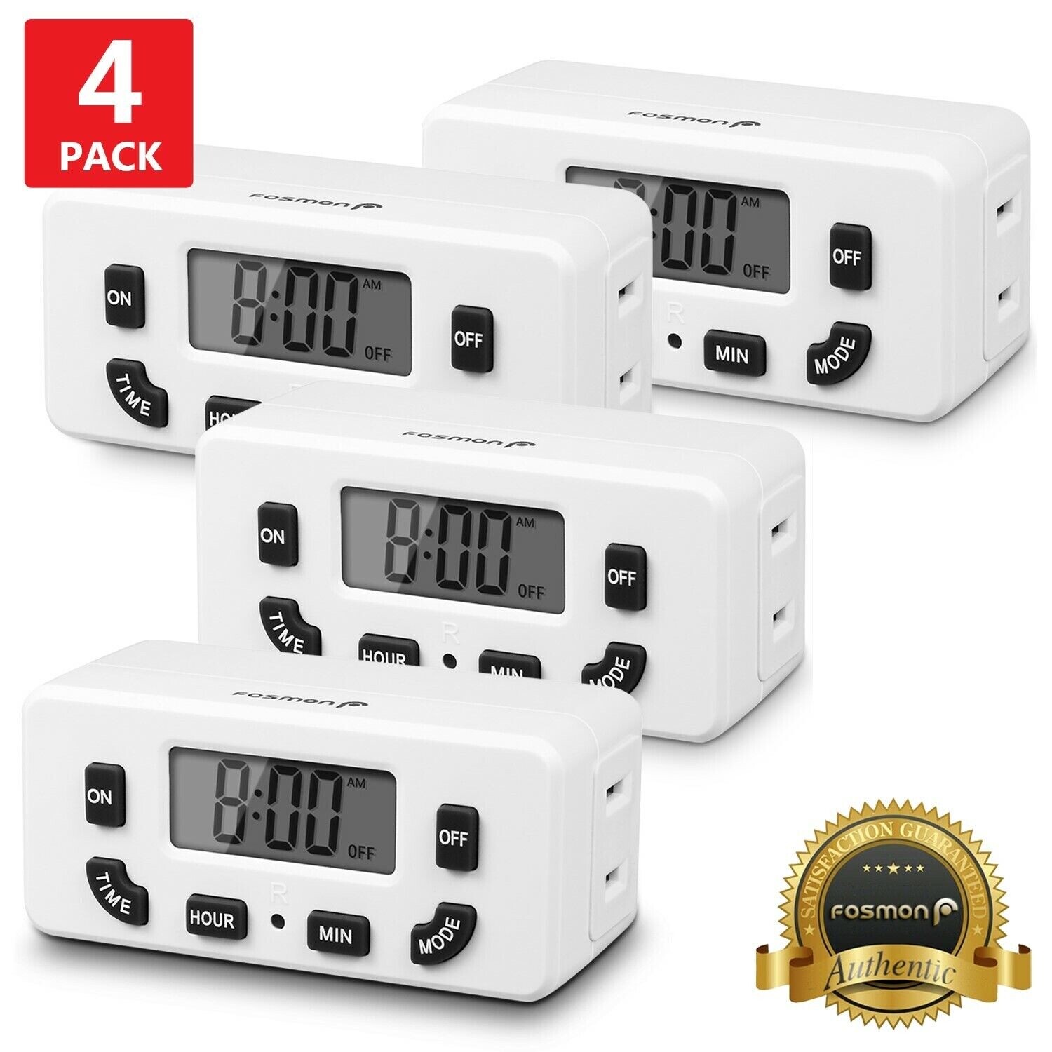 4xDigital Clock Timer Single Outlet Plug In Switch Electric 24Hour Programmable