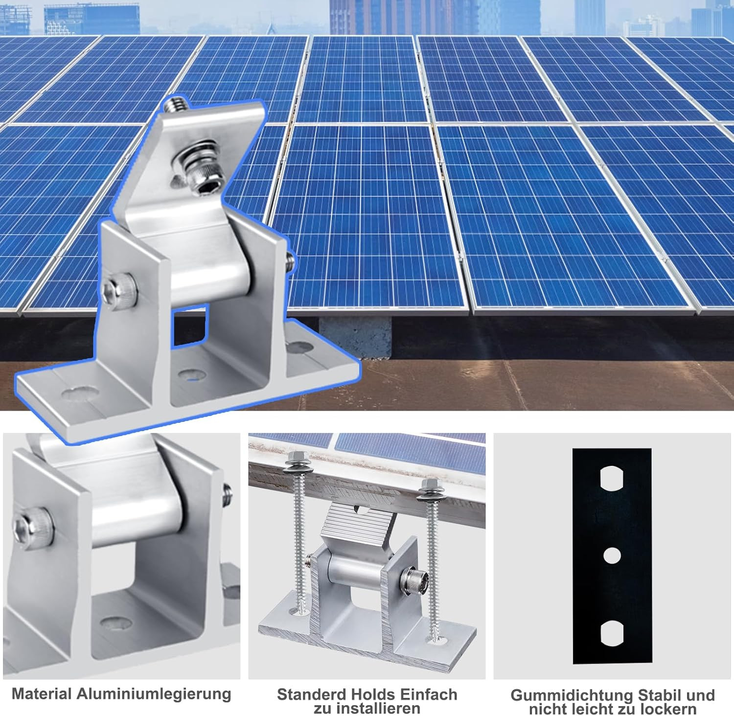 8PCS Adjustable Solar Panel Mounting Brackets RV Tilt Angle Roof Mount Kit