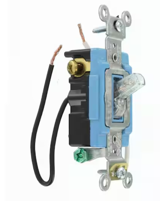 Leviton 15A Industrial Grade Heavy Duty 3-Way Pilot Light Toggle Switch, Clear