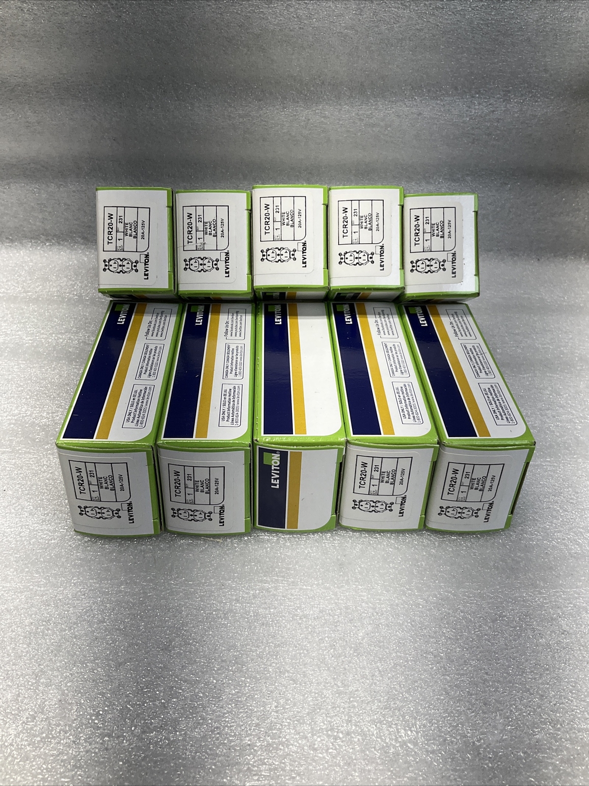 Leviton TCR20-W Side Wired Commercial Spec Grade Tamper Resistant Duplex PACK 10