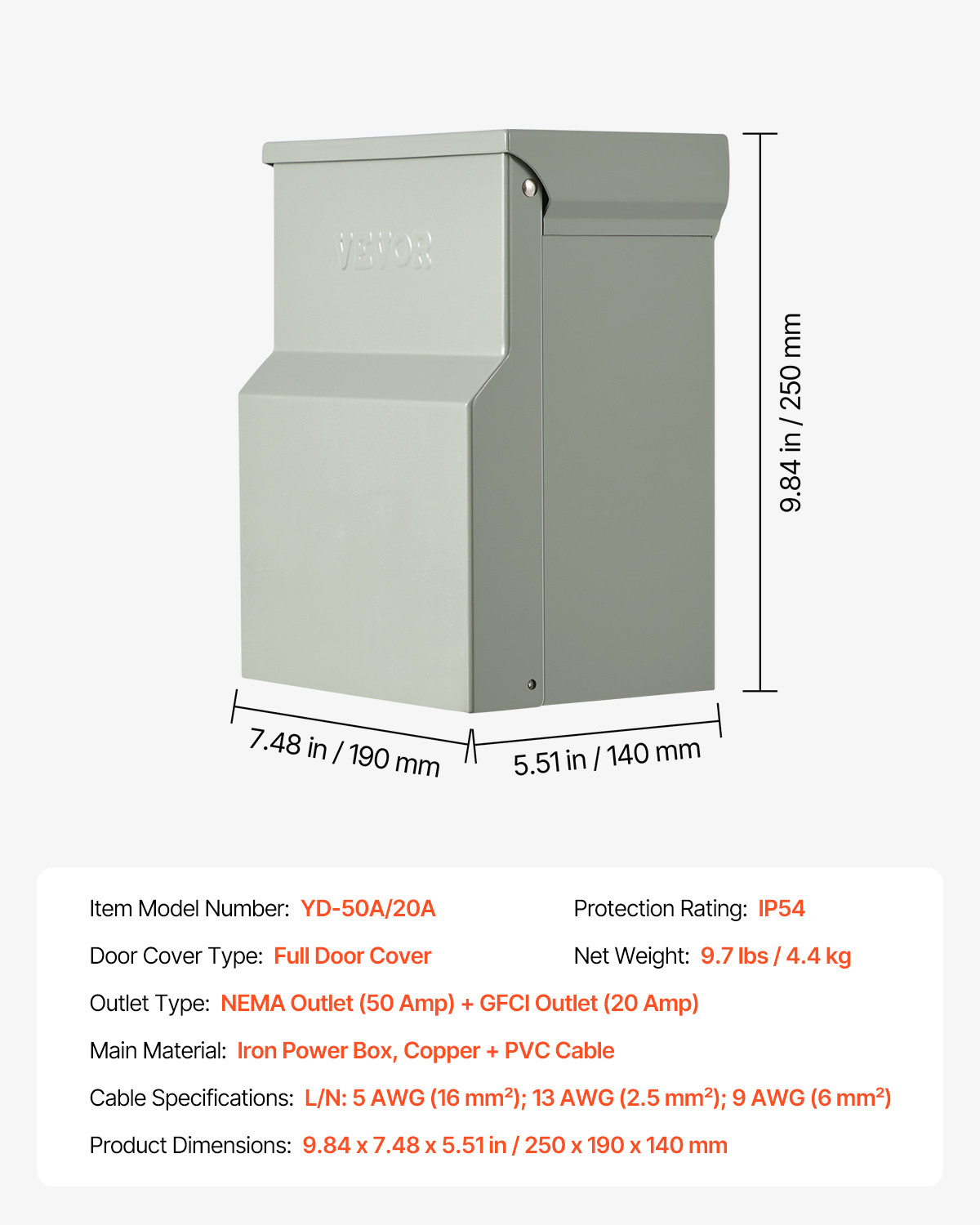 VEVOR Temporary Power Outlet Panel RV Electrical Panel 20 50 Amp RV Outlet Box