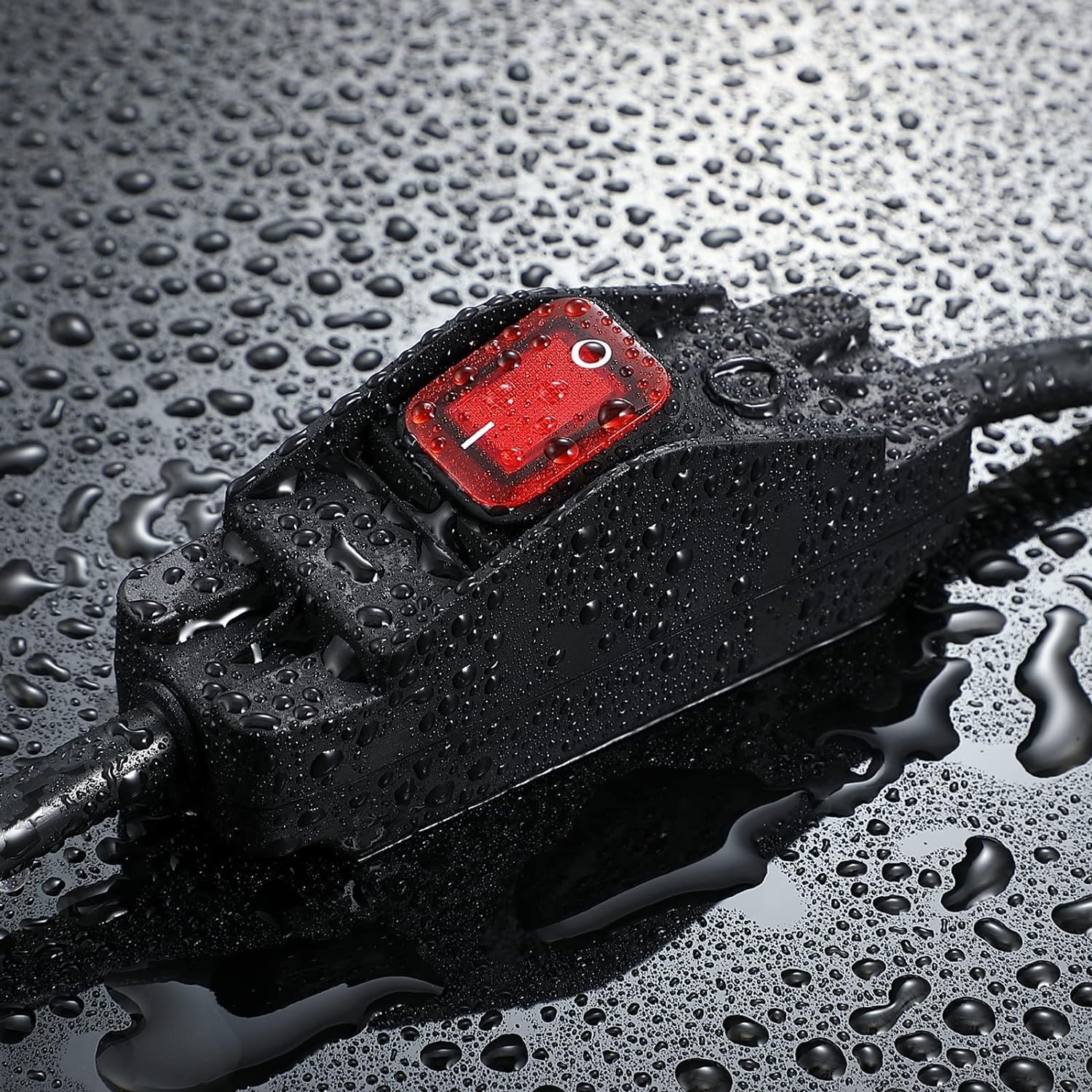 Outdoor Waterproof On/Off Switch Extension Cord, Heavy Duty 125v/250v Black SJTW