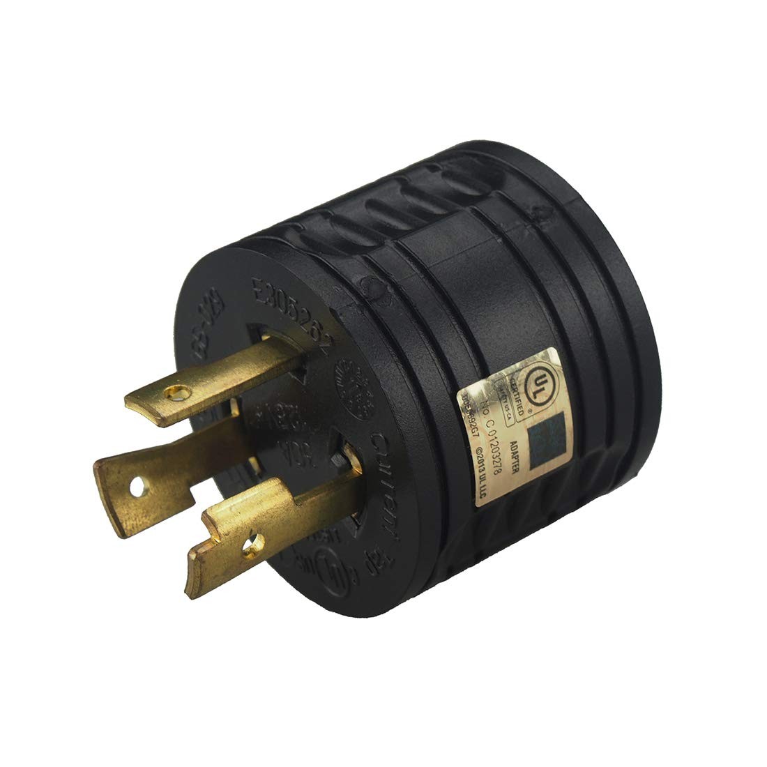 RV 30 AMP 3-Prong Generator Adapter Converter, Nema L5-30P Male to black,gold