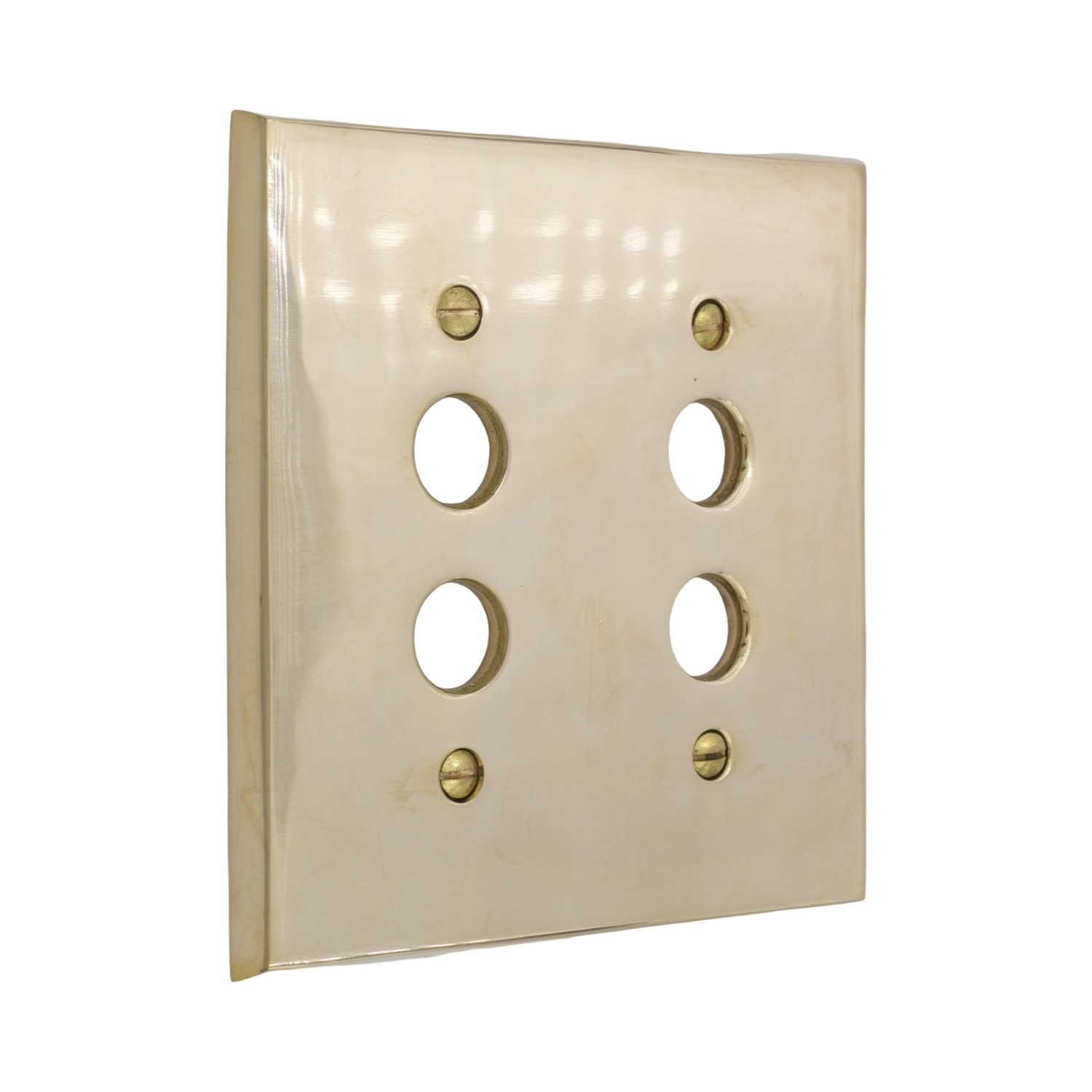 Double Gang Brass Push Button Switch Plate Cast Thick Brass