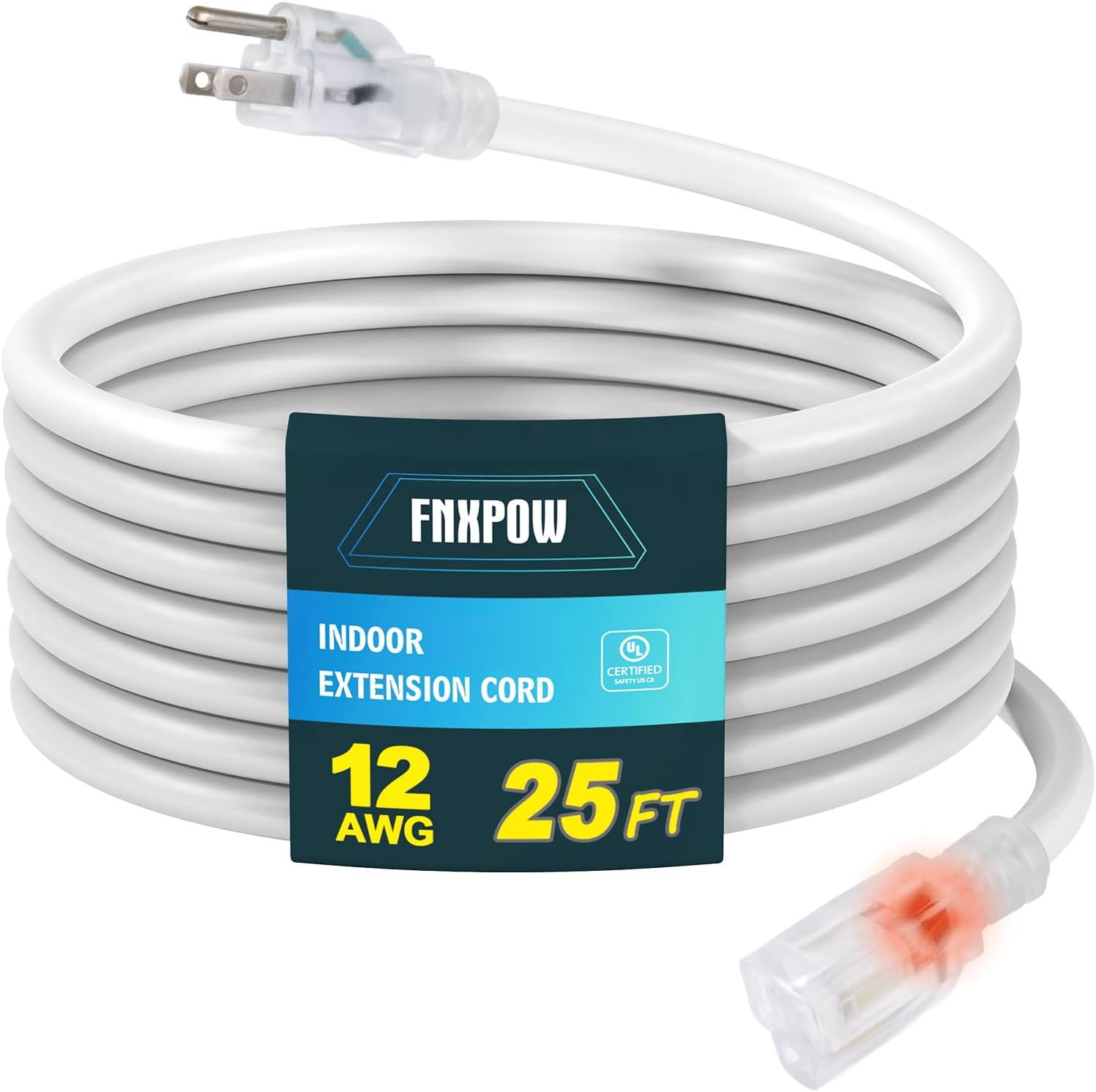 Indoor Outdoor Extension Cord, 12 Gauge 3 Prong Weatherproof Heavy Duty Gray Ext