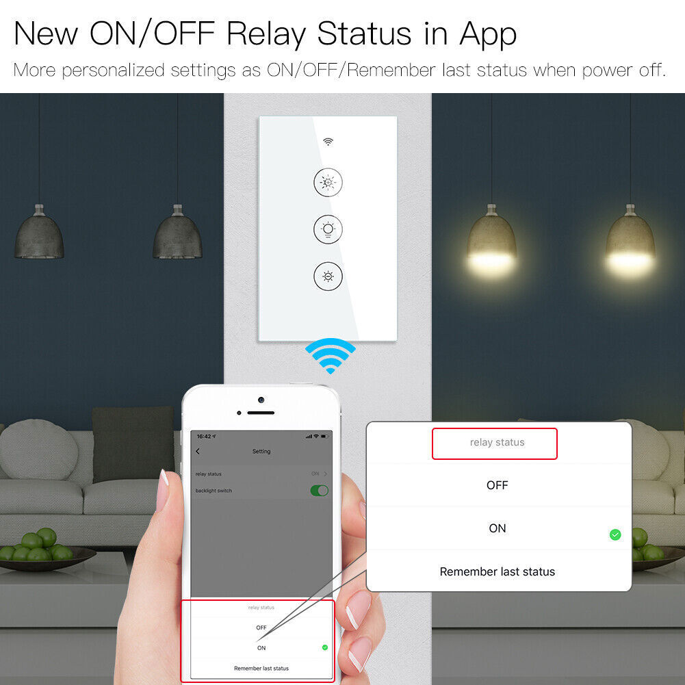 MOES WiFi RF Smart Dimmer Light Switch Wall Touch Glass Panel Alexa Google APP