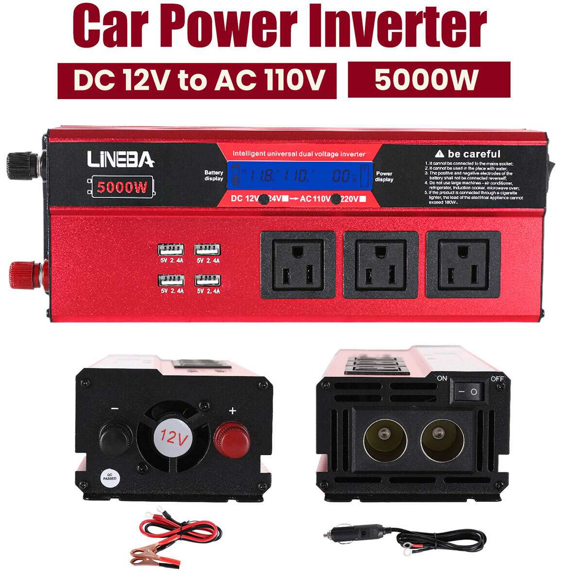 1500W 2500W 5000W Power Inverter 12V To 110V 120V Converter For Boat Car Camping