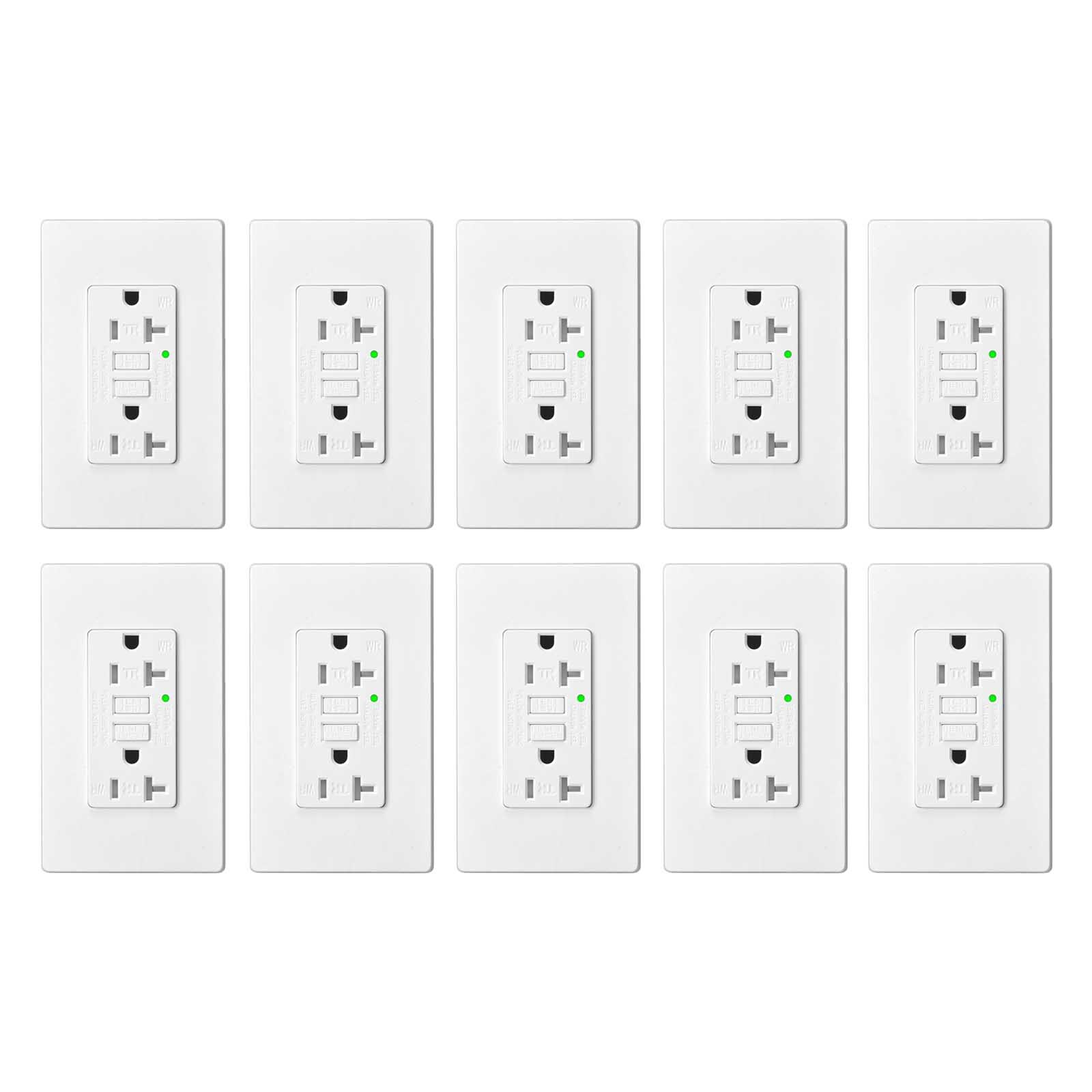 20AMP GFCI Outlet Receptacle Tamper Resistant – ETL Listed,White GFI TR WR 10PCS