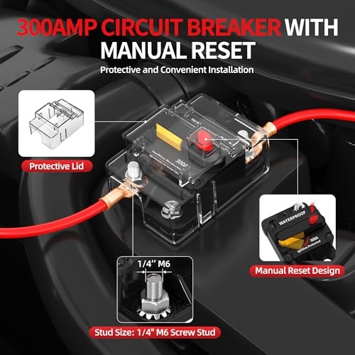 300 Amp Circuit Breaker with Manual Reset—Waterproof DC 12V-48V—300A