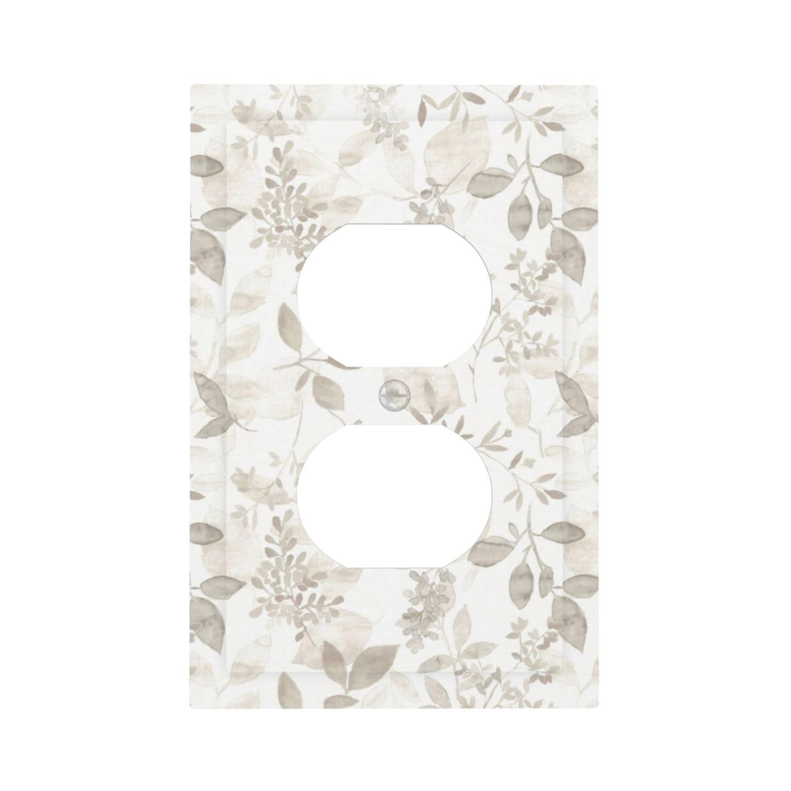 Yellow Gold/Cream Eucalyptus 1-Gang Duplex, Gray White Leaf