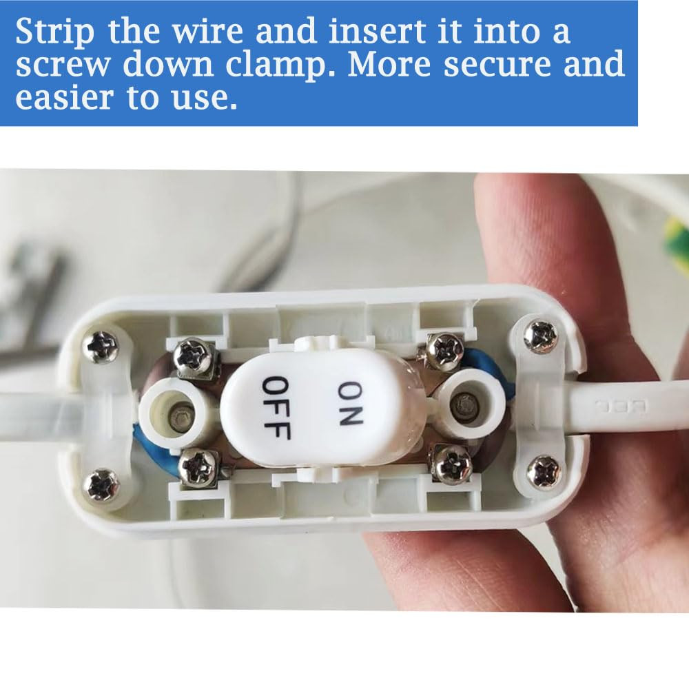 2PCS Inline Cord Switch On/Off Rocker AC 120V 10A 250V 6A White