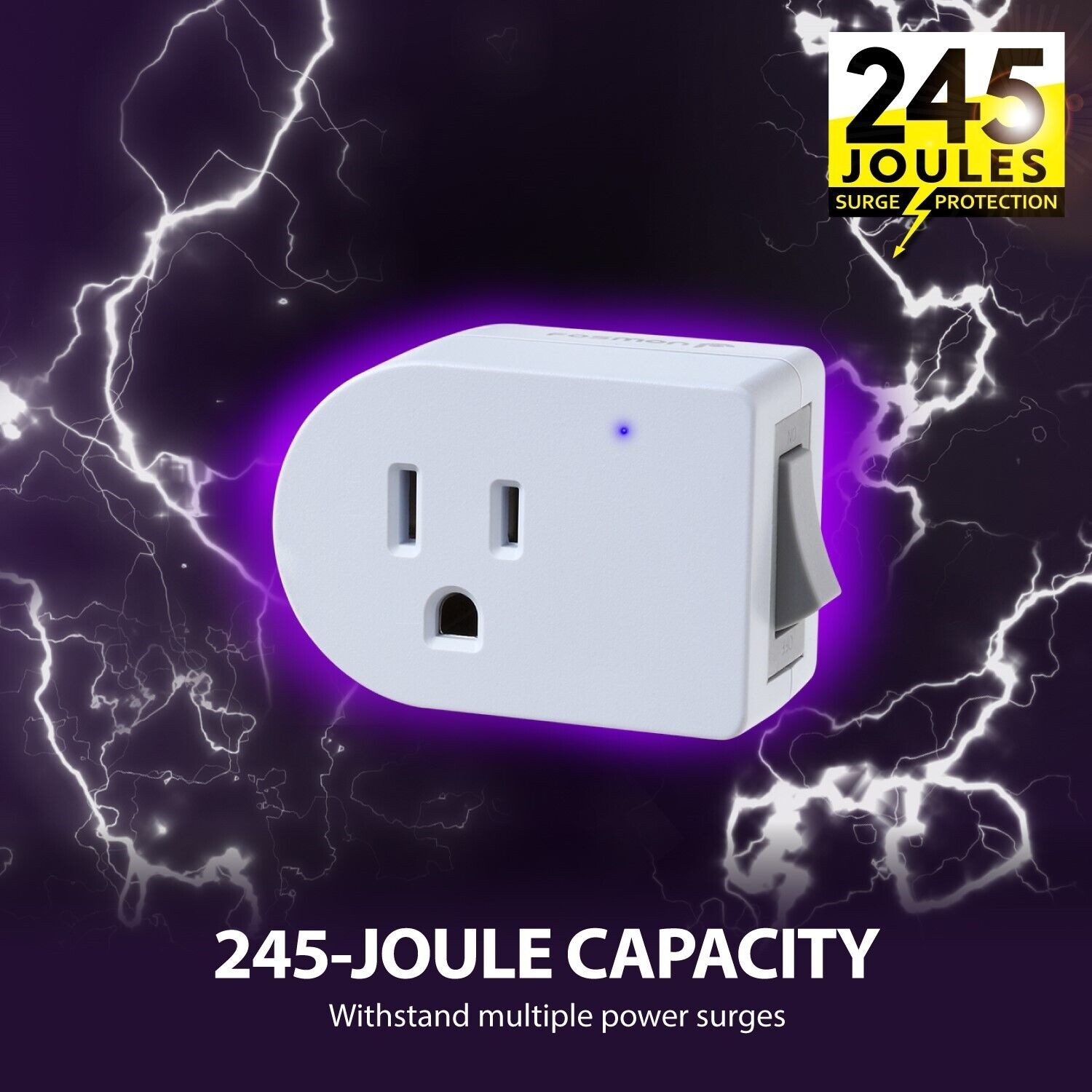 Grounded AC Power ON/OFF Switch 245J Surge Protector Outlet Wall Plug