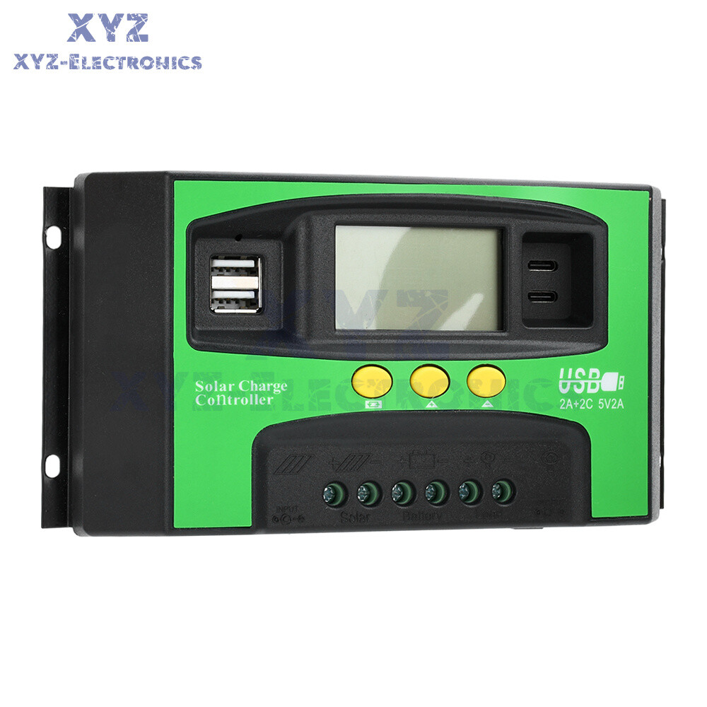 12V24V Solar Charger Controller 30A 40A 100A PV LCD Controller Timing USB/Type-C
