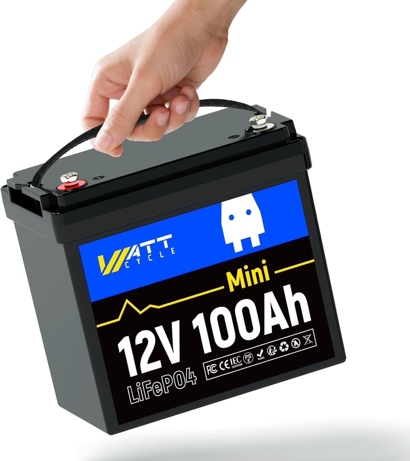 Wattcycle 12V 100Ah LiFePO4 Mini Battery Group 24 for RV Camping Solar Off-Grid